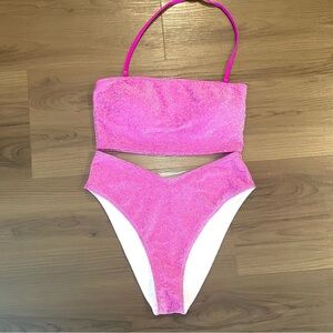 PINK Victoria's Secret Pink Shimmer Bikini Top + Bottom, NWOT Small